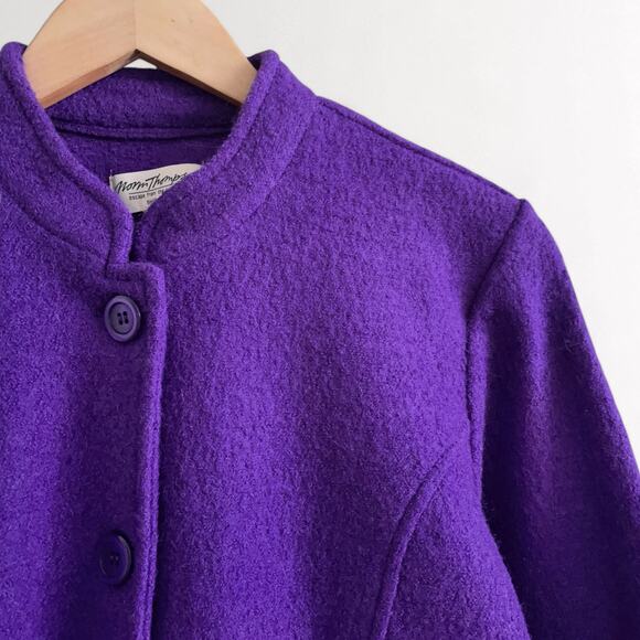 Vintage 100% Felted Boiled Wool Blazer Jacket M/P Purple Retro Grunge Coat - Picture 7 of 9